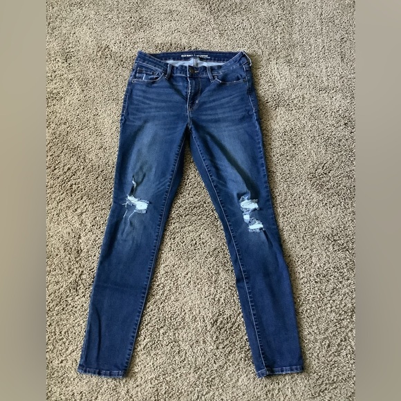 Old Navy Women's Rockstar Blue Distressed Skinny Jeans-Size 8 Regular - Picture 1 of 4